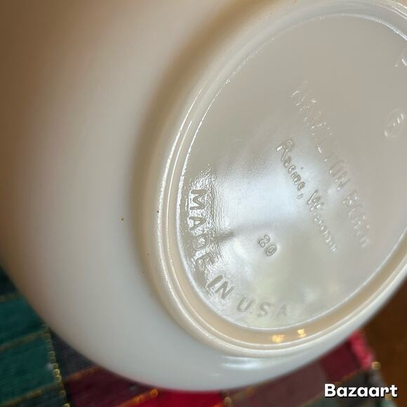 Vintage PYREX Hamilton Beach Mixing Bowl Milk Glass Ribbed USA Racine WI 50s - Picture 3 of 8